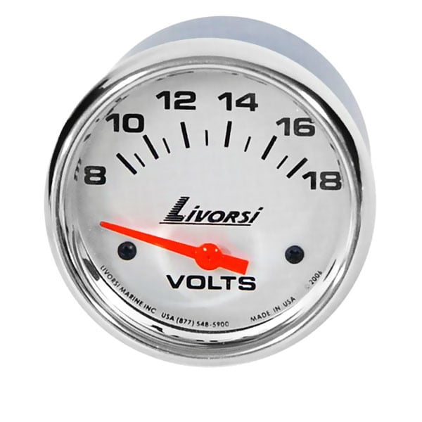 Livorsi Boat Volt Gauge L3EVM Baja 2 5/8 Inch Silver