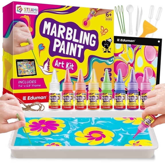 Piano Potato Marbling Paint Art Kit for Kids - Water Marbling Painting Craft Set with 8 Colors, Heavy-Duty Sheets & Display Frame, Birthday Gift Toys for Girls Boys Ages 6-8 8-12 6 