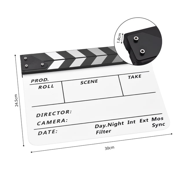 Clapper Acrílico Clapperboard película de Clapboard del Director de Cine del Director de Cine Escena de Acción de la Clapper Board de Pizarra Brote Seca Seca