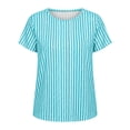 thumbnail image 4 of Duoif Women Striped Round Neck Short Sleeve T Shirt Casual Loose Top Spring Summer 2026 Soft Comfortable Breathable Easy Pair Daily Wear, Mint Green, M, 4 of 4