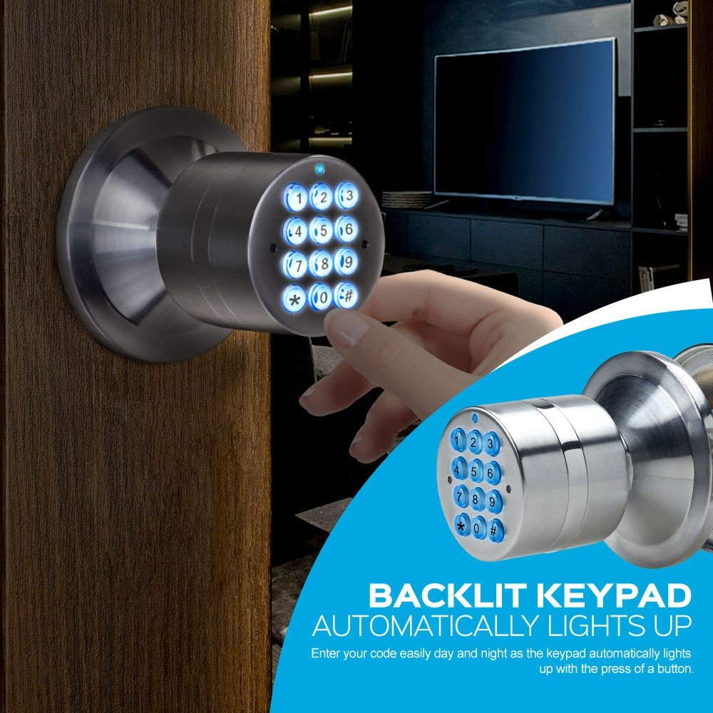TurboLock Keyless Electronic Keypad Entry Door Lock Smart Knob Kit with...