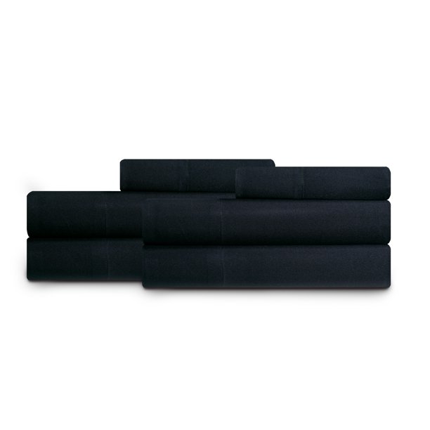 Mainstays Solid Print Polyester Sheet Set, Twin/Twin XL, Black, 2Pieces