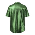 thumbnail image 6 of Men's Sequin Short Sleeve Shirt Slim Fashion Base Tee for Nightclubs and Style Men Shirts Green XXL, 6 of 6