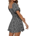 thumbnail image 2 of Summer Squareneck Women Shirred Smocked Short Wide Leg Romper Jumpsuit, 2 of 6