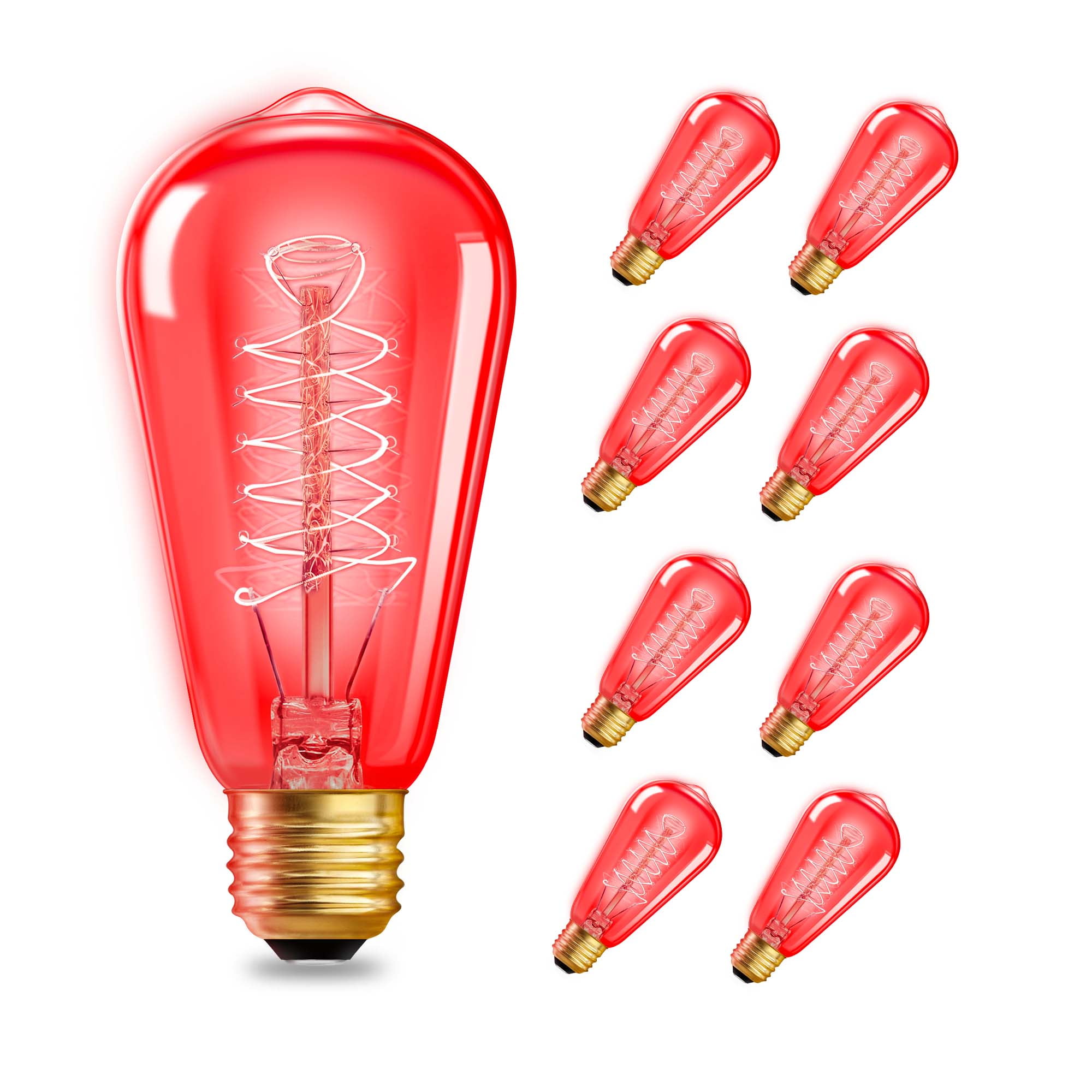 8Pack 40Watts Colored Incandescent Light Bulbs,Dimmable Spiral