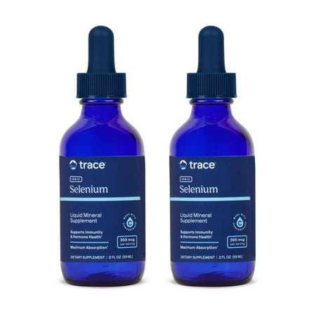 Trace Minerals | Liquid Ionic Selenium 300 mcg Dietary Supplement | Antioxidant, Supports Immunity, Thyroid Health | Vegan, Gluten Free, Non-GMO | 2 fl oz (2 pack), 96 servings
