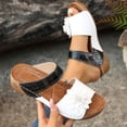 thumbnail image 2 of Xfvqtps Womens Flower Slide Sandals Low Wedge Heel Open Toe Color Block Slippers for Beach and Summer Outfits, 2 of 9