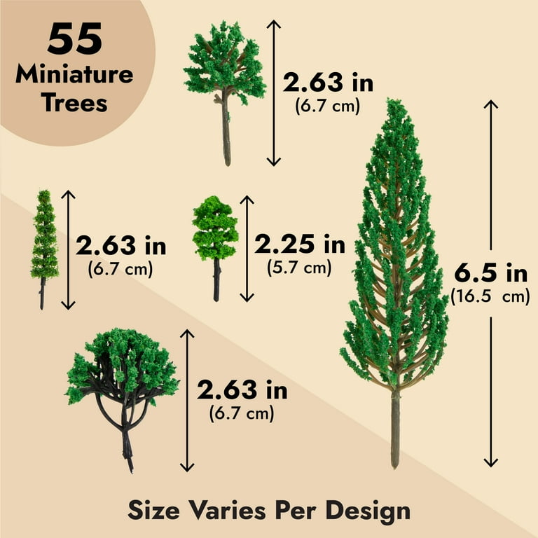 55-Pieces of Miniature Model Trees for Diorama Supplies, Scenery,  Landscape, DIY Projects, Arts and Crafts, Train Village, Railroads (11  Assorted