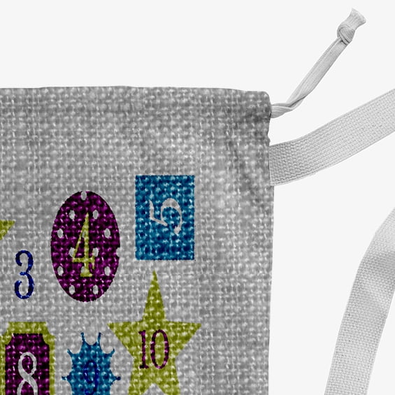 Simply Daisy Canvas Advent Calendar 28 x 36 inch Grey Laundry Bag