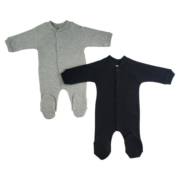Bambini Unisex 3-Pack Sleep and Play Bodysuit One-Piece, Small Black/Grey