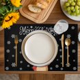 thumbnail image 4 of Merry Christmas Placemats Set of 12, Winter Cartoon Xmas Deer Snowflake Placemats for Dining Table, Place Mats for Kitchen Tabletop, Waterproof Wipeable Dining Table Mats Set, 4 of 9