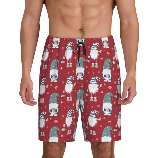 Fotbe Gnome And Snowflakes Pantalones Cortos de Pijama para Hombre, Ropa de Dormir, Pantalones de Pijama Cortos para Hombre-XX-Large
