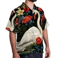 thumbnail image 2 of Swan Men's Short Sleeve Button Down Casual Beach Printed Shirts, 2 of 6