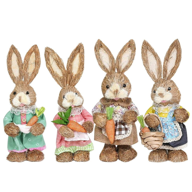 32cm Cute Easter Rabbit Props Crafts Model Home Decorative Simulation  Rabbit Ornaments Easter Straw Bunny Gift - AliExpress