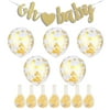 12Pcs Party Balloons, Coxeer Golden Paper Confetti Dots Filled Latex Balloons Wedding Balloons 12 with Oh Baby Banner for Wedding decoration, Golden
