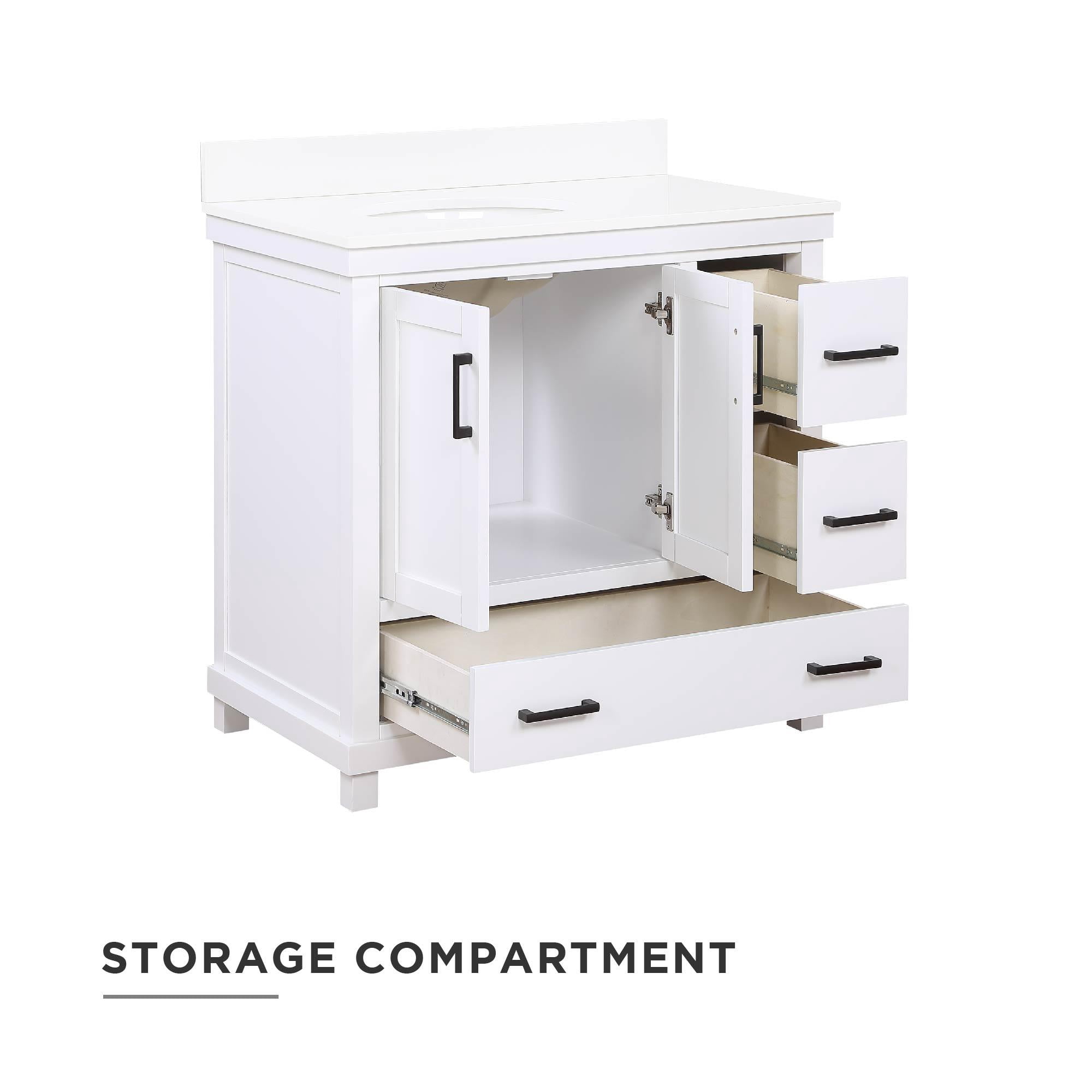 DHP Sunnybrooke 36 Inch Bathroom Vanity with Sink, White
