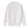thumbnail image 4 of Staki Girls' Sweaters Sweaters for Girls Knit Textured Long Sleeve Crew Neck Soft Pullover Sweater Solid Tops(6-7 Years,White), 4 of 7