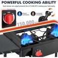 thumbnail image 2 of Llamaviva 2 Burner Gas Stove Propane Outdoor Stove with Wind panel,Side Shelves,Auto Ignition Button,Removable Legs &Regulator Hose&Carrying Bag 150000 BTU Propane Burners for Outdoor BBQ -gloves, 2 of 14