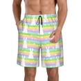 thumbnail image 2 of Uemuo Rainbow Rabbit Pattern Men's Swim Trunks Hawaiian Beach Bathing Suit Swimsuits Beach Quick-Dry Shorts with Pockets-XX-Large, 2 of 9