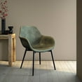 thumbnail image 6 of Markley Modern Leather Dining Arm Chair With Metal Legs - Olive Green, 6 of 10
