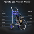 thumbnail image 6 of Efurden 3500PSI Gas Pressure Washer, 212CC Engine 2.3GPM High Power Cleaner, 4 Adjustable Nozzles for Wall Terrace Vehicle Garden Cleaning, Blue, 6 of 11