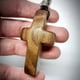 thumbnail image 5 of Artisanal Walnut Wood Cross Keychain with Heart Pendant,Wooden Cross Necklace, 5 of 5
