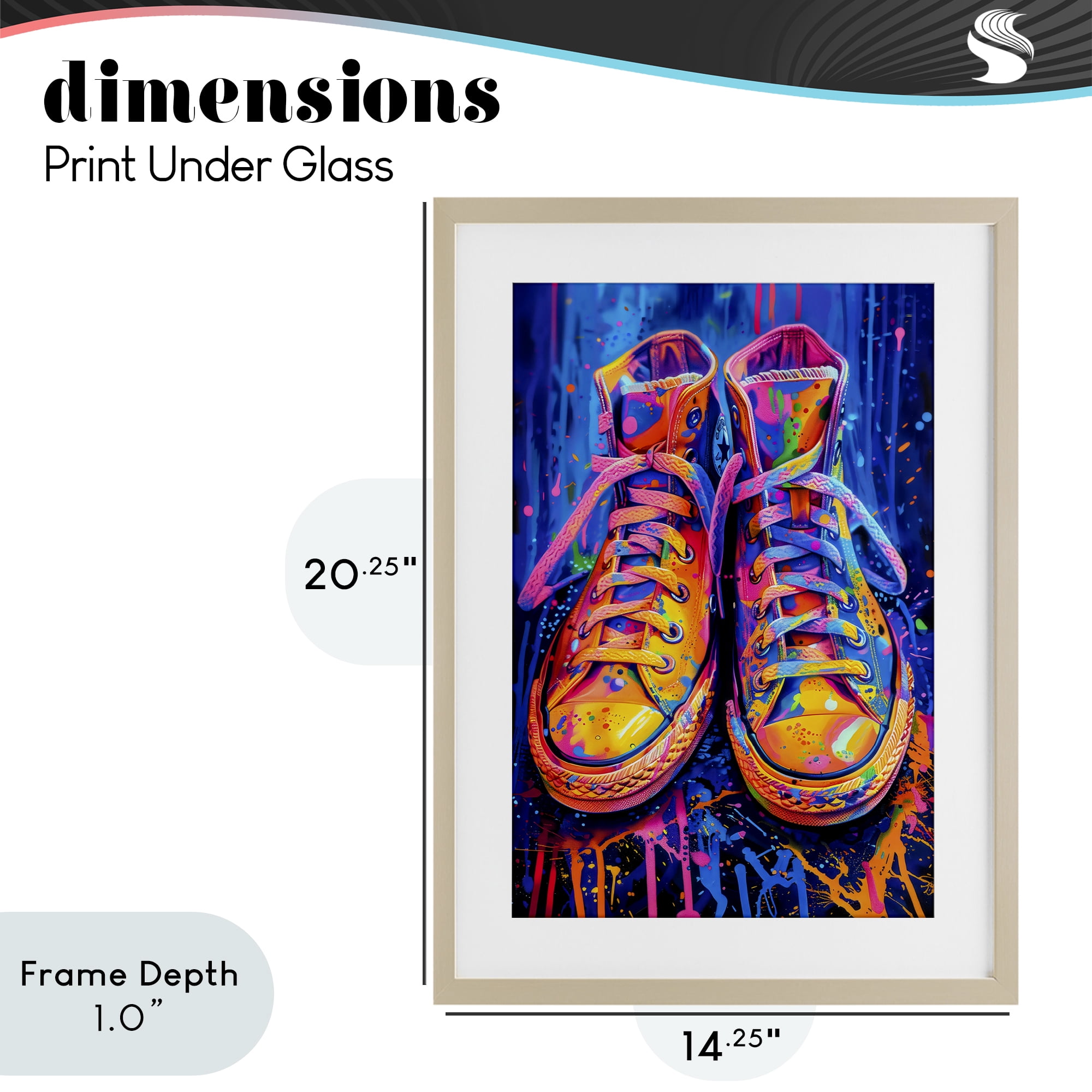Stupell Industries Moody Converse with Neon Splash Birch Framed Print Under Glass, design by Creative Studio