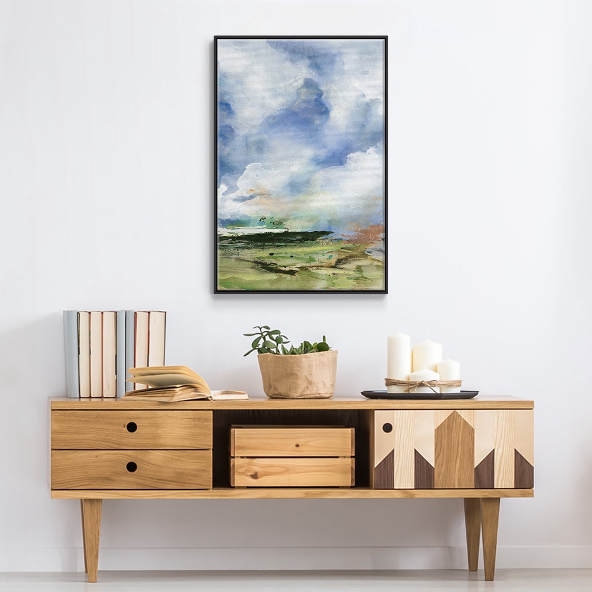 Spring Air II Framed Premium Gallery Wrapped Canvas - Ready to Hang - 27 x 41 - Black Floating Frame