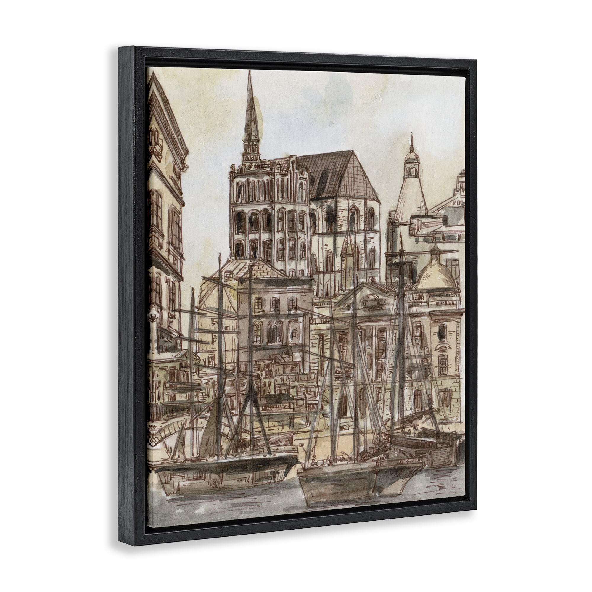 Stupell Industries Harbor of Salted Remnants Black Framed Floater Canvas Wall Art, design by Melissa Wang