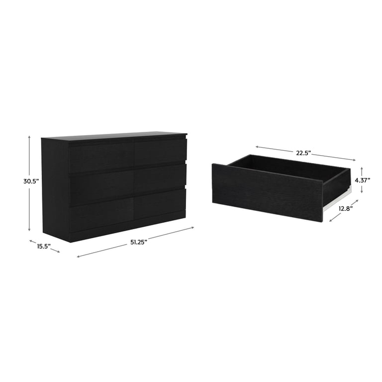 Brindle 6 Drawer Dresser, Black Oak, by Hillsdale Living