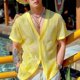 thumbnail image 4 of INCERUN Tops 2024 estilo coreano moda para hombres sexy cuello en V ahuecado camisas ropa de calle masculina blusa cárdigan de manga corta S-5XL, 4 of 5