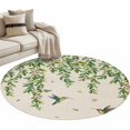 thumbnail image 2 of Round Area Rug 3 Ft, Spring Botanical Washable Non-Slip Circle Carpet for Living Room/Bedroom, Watercolor Leaves Flowers Birds Beige Low-Profile Small Floor Mats Collection Rugs for Indoor, 2 of 7