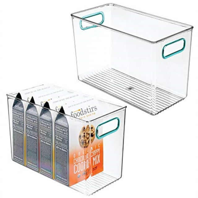 mdesign plastic food storage container bin with handles for kitchen