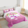 thumbnail image 3 of Homewish Kawaii Mermaid Princess Queen Comforter Set,Colorful Rainbow Bedding Sets,Magic Cartoon Animal Bedding Comforter Set For Girls,Ultra Soft Home Decor Reversible,3 Pieces, 3 of 8