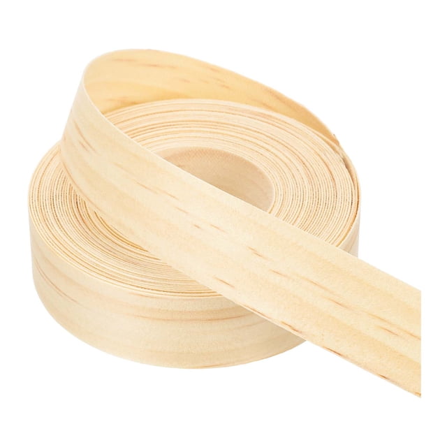Banda de Bisel Uxcell, Cinta de Chapa de Madera Pre-pegada Flexible para Madera Contrachapada con Adhesivo Termofusible para Muebles Pino 0.98" x 25 ft
