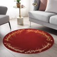 thumbnail image 2 of LaModaHome Rounded Rug Red Ring RugNon-Slip Rug Washable Mat Child Stain Resistant Living Room Kitchen Carpet 5.9X5.9ft(180X180cm), 2 of 5