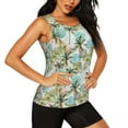 thumbnail image 2 of Xecao Watercolor Palm Tree print women's scoop neck, loose-fit workout tank tops for the gym., 2 of 9