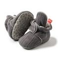 thumbnail image 2 of Fleece Baby Booties, Warm Cozy Baby Slippers, Stay On Sock Shoes, Easy to Put on, Unisex Baby Gifts, Soft Non-Slip Adjustable Newborn Boots for Boys and Girls Gray 0-6 Months, 2 of 4