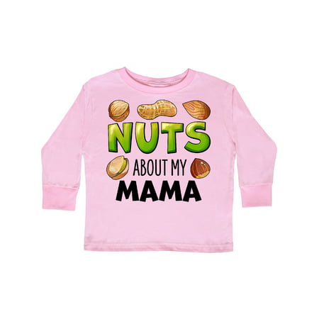 

Inktastic Nuts About My Mama Peanut Almond Pistachio Gift Toddler Boy or Toddler Girl Long Sleeve T-Shirt