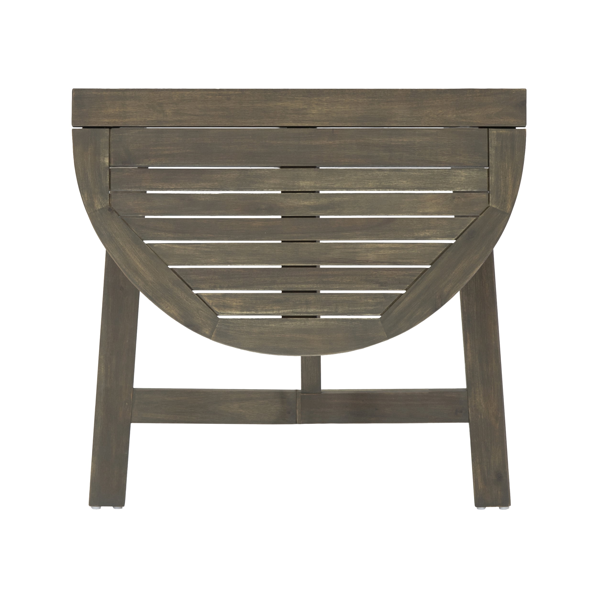 Outdoor Half Round Folding Bistro Table, Acacia Wood Desktop for Patio Balcony, Gray