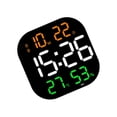 thumbnail image 2 of maskred Digital Wall Clock Temp Date Week Adjustable Display Large Screen Brightness Orange and Green 28 x 28 x 3cm, 2 of 6