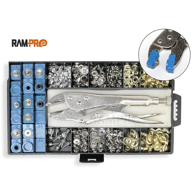 RAMPRO Snap, Grommet, Rivet Tool Kit for Tarps Complete With Over 400