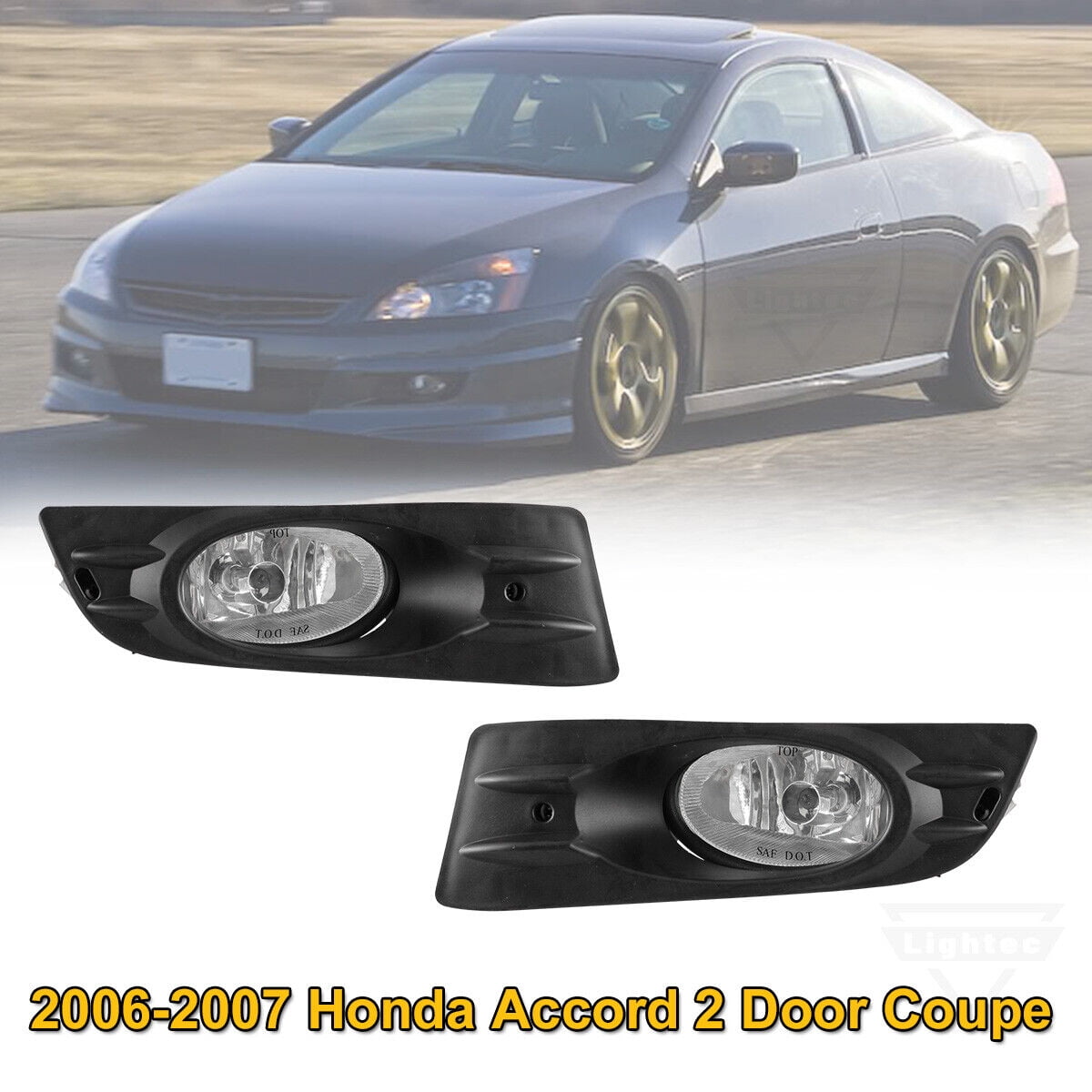 For 0607 Honda Accord 2 Door Coupe Fog Lights Clear Lens Pair Switch