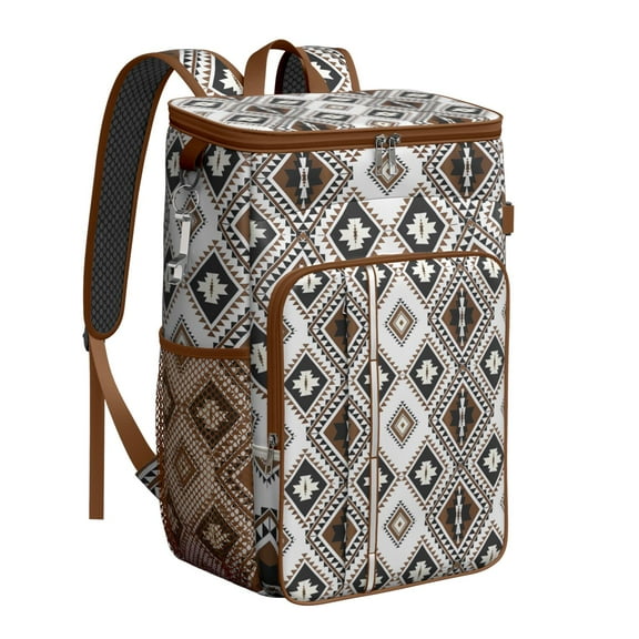 Tribal Patterns Rustic Home Decor Insulated Backpack Cooler - 20L Soft Cooler Bag, Artistic Home Accents