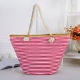 thumbnail image 3 of Women Beach Bag Rope Handle Large Capacity Foldable Canvas Colorful Strip Female Shopping Tote Handbag Daily Use, 3 of 10