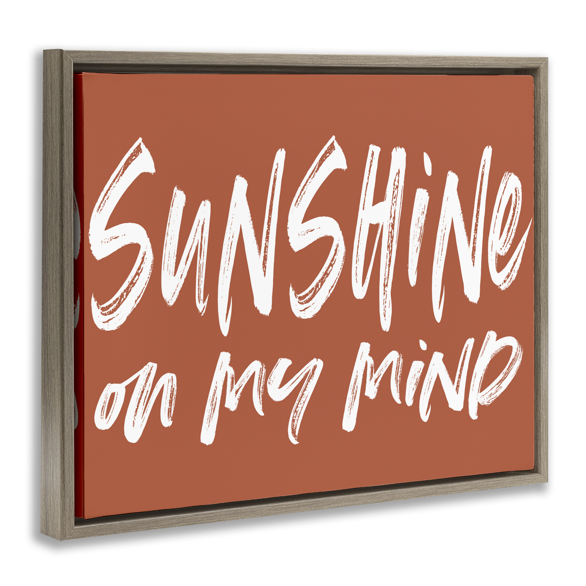 Sunshine State Of Mind Brown Brown Framed Floater Canvas Wall Art, design by Lettered and Lined