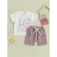 thumbnail image 2 of Bslissey Toddler Baby Girls Casual Shorts Sets Short Sleeve Letter Print T-shirt Tops with Elastic Waist Shorts 6M 12M 18M 24M 3T Infant Girl Cute Summer 2Pcs Outfits, 2 of 9