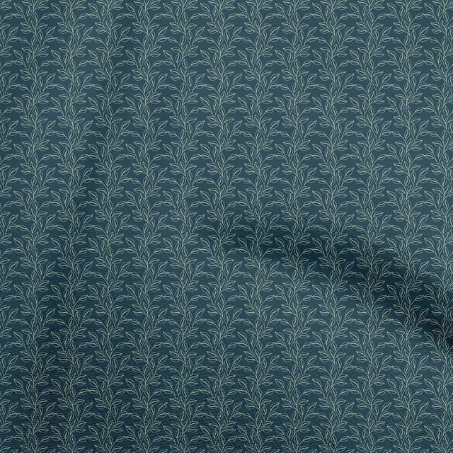 oneOone Velvet Blue Fabric Leaves Craft Projects Decor Fabric Printed By The Yard 58 Inch Wide