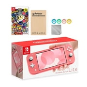 Nintendo Switch Lite Coral with Super Bomberman R and Mytrix Accessories NS Game Disc Bundle Best Holiday Gift