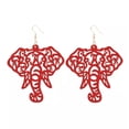 thumbnail image 6 of RSAMD Wood Hollow Elephant Statement Earrings for Women Wooden Boutique Jewelry-Red, 6 of 7
